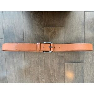 ALDO Men's Medium Brown Faux Leather Casual Dress Belt Silver Buckle